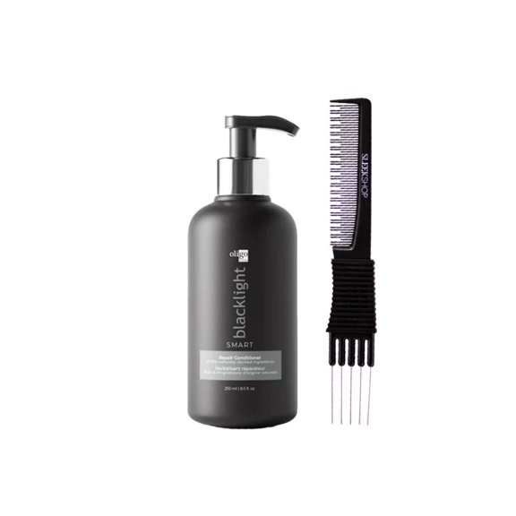 OLIGO Blacklight Smart Repair Conditioner (8.5 oz) with SLEEKSHOP Teasing Comb Pack of 1