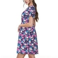 thumbnail image 2 of Rateoe Skull Flower Blue Pattern Women’s Short Sleeve Dress – Casual Elegant Summer A-Line Dress for Everyday Wear, 2 of 6
