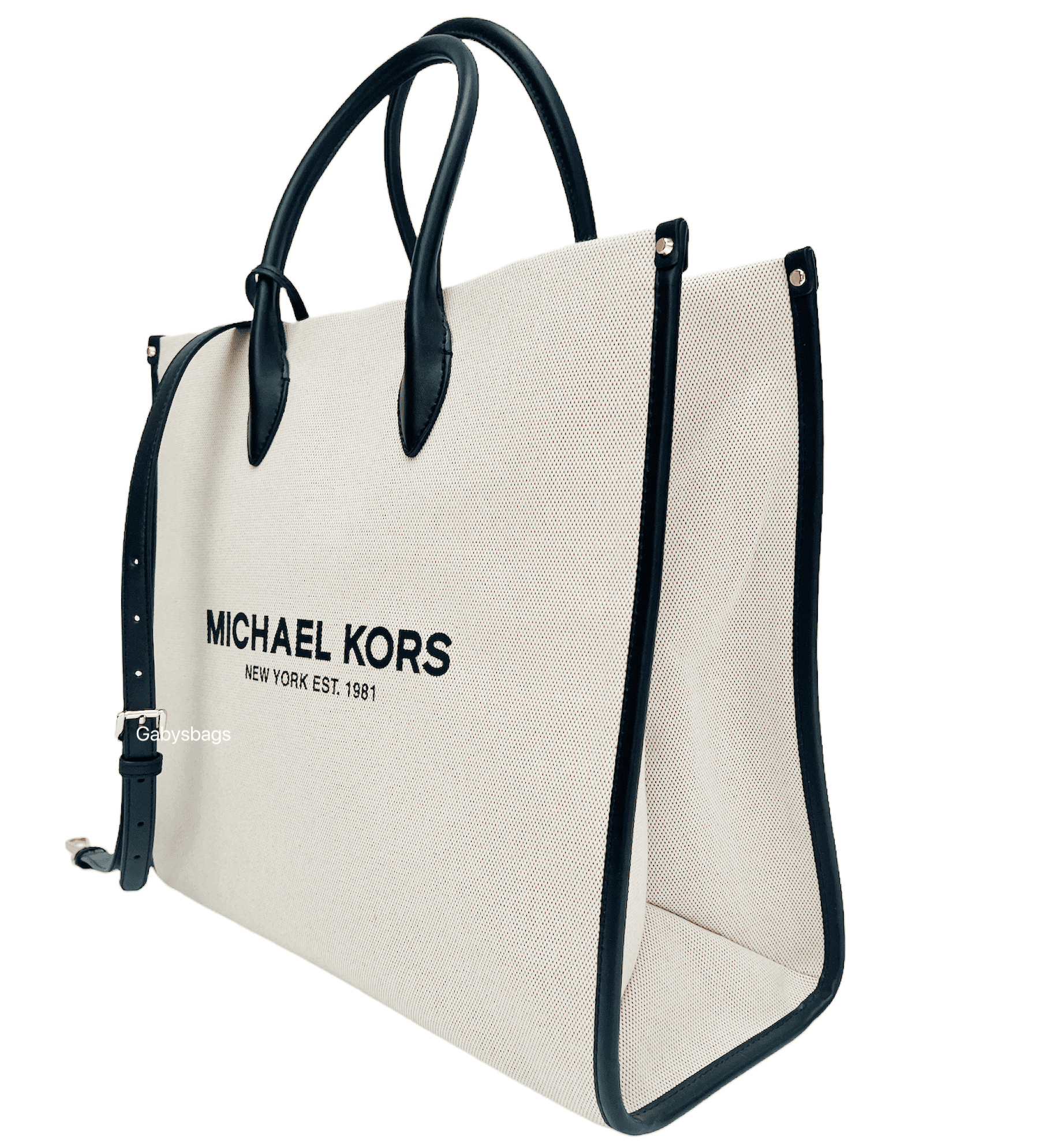 Michael Kors Mirella Large Striped Logo Jacquard Tote Bag ( Navy Multi)