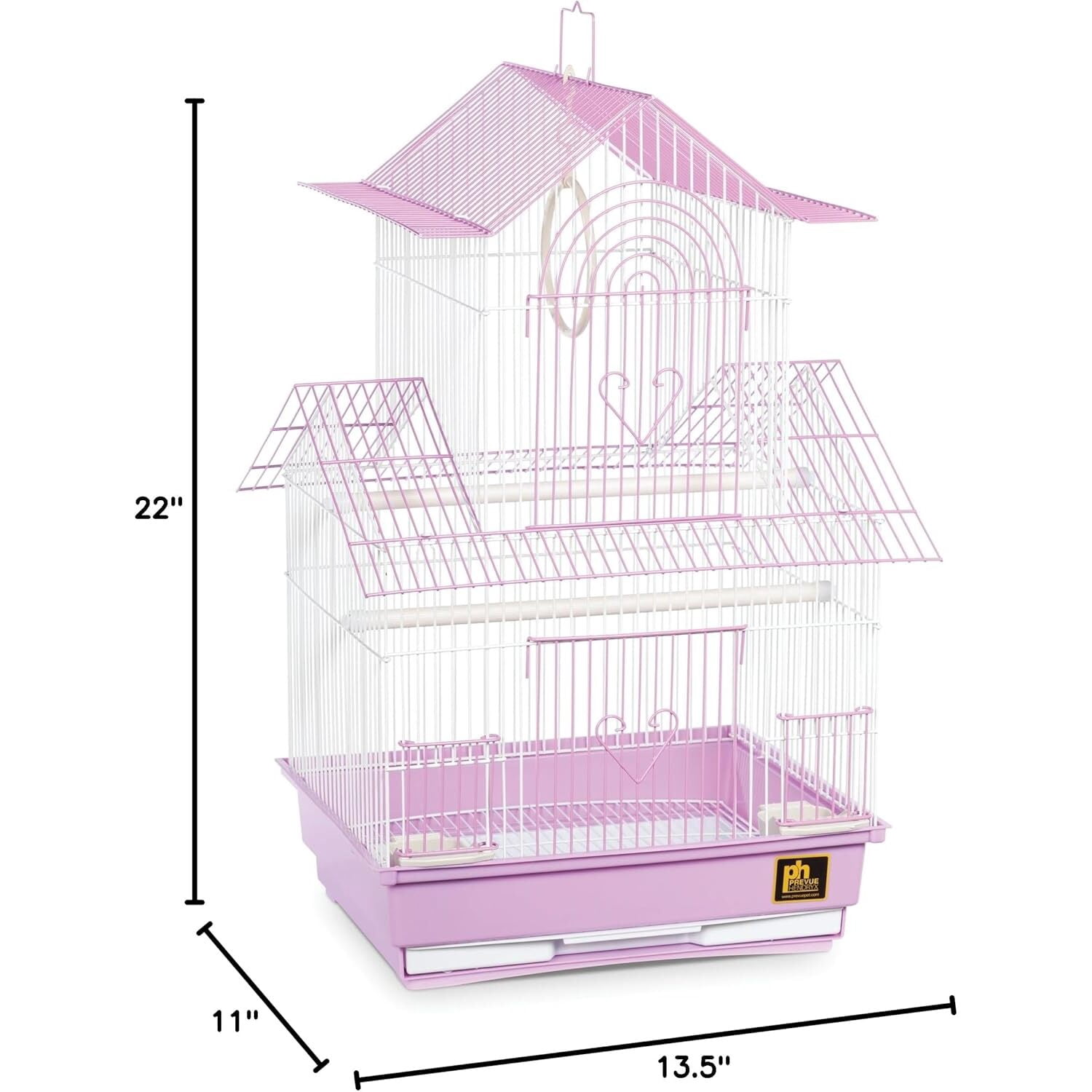 HomeStock Rustic Retreat Bird Cage with Natural Wood Accents, Durable Metal Construction, Spacious Interior, and Comfortable Features for Birds'-Color:Pink