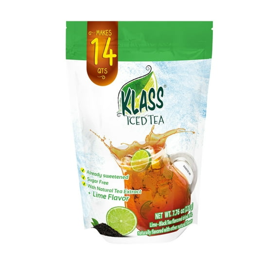 Klass Iced Tea, Lime-Black Tea, Multiserve, Powdered Drink Mix, 7.76oz