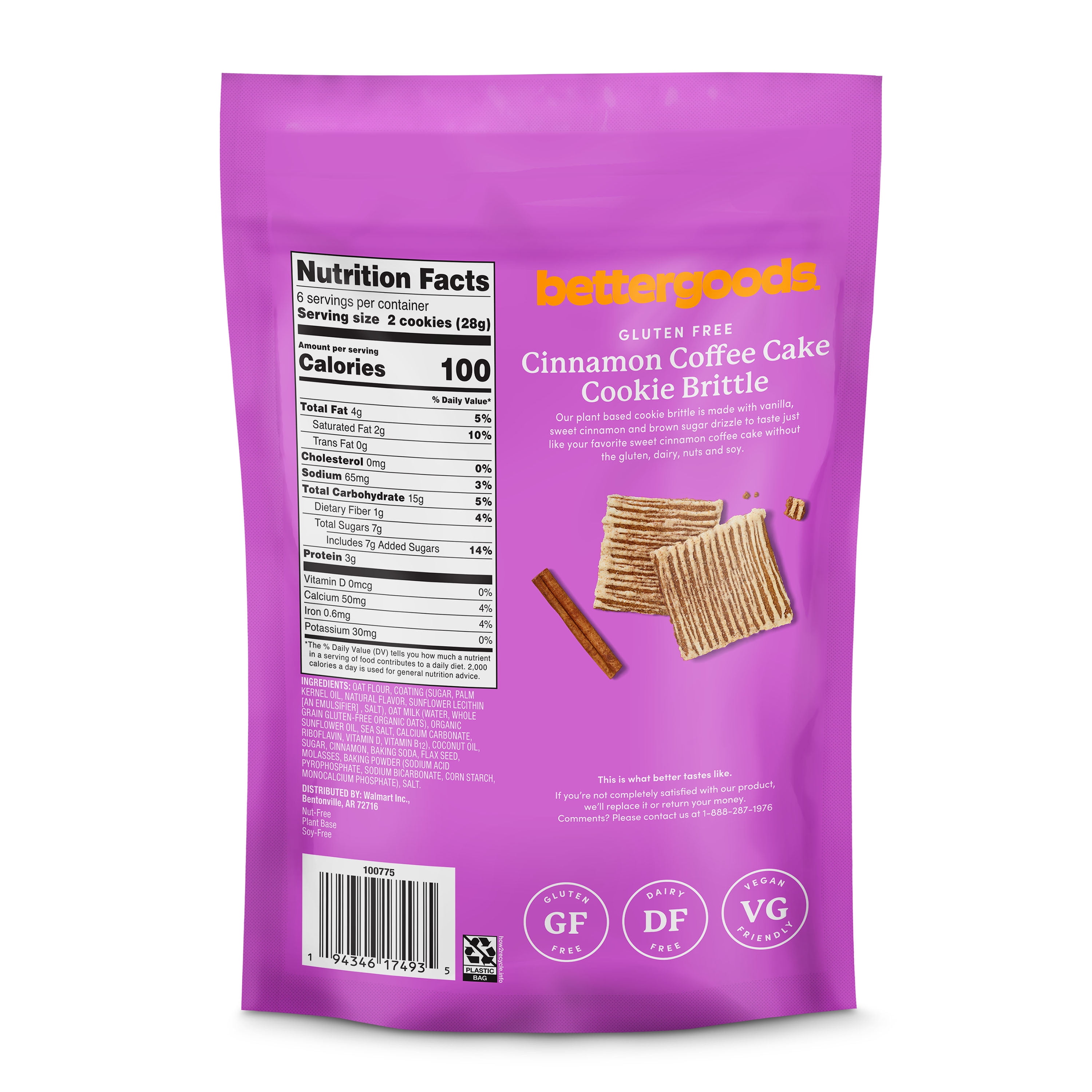 bettergoods Gluten Free Cinnamon Coffee Cake Cookie Brittle, 6 oz
