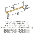 thumbnail image 5 of Amerock Farewind 7-9/16 inch (192mm) Center-to-Center Champagne Bronze Cabinet Pull, 5 of 6
