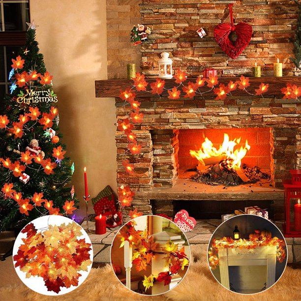 Maple Leaves Garland String Lights,Thanksgiving Christmas Decorations