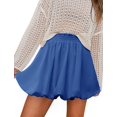 thumbnail image 1 of Falda tipo burbuja para mujer, estilo bohemio, cintura alta, con volantes, bonitos pantalones cortos casuales, elegantes, minifaldas para verano, para salir, ropa de skater, color azul real, XS, 1 of 4