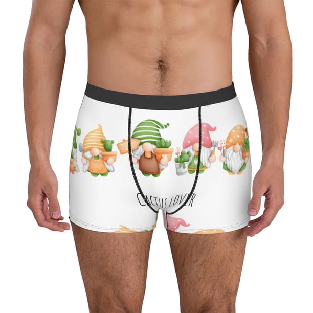 Fotbe Cactus Gnome Calzoncillos Tipo Boxer con Bolsa de Soporte Total para Hombre, X-Temp Fresco, Transpirable y de Secado Rápido-Small