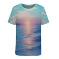 thumbnail image 4 of QHWAUAKFBN T Shirts For Women Trendy Shirt Short Sleeve Flower Printed Round Neck Elegant Loose Soft Blouse Tshirts Top, 4 of 5