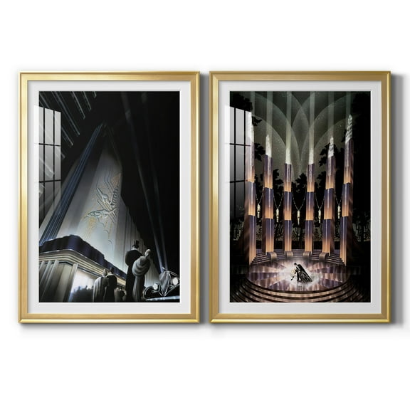 Wexford Home Nocturne Premium Framed Print, 30.5" x 42.5" - Ready to Hang, Gold (Set of 2)