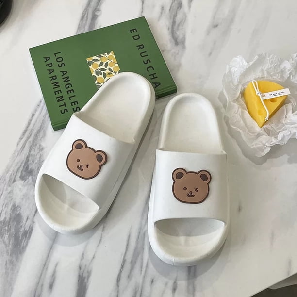 Sandalias de verano Nikou Zapatillas de casa con suela de goma cabeza de oso blanco 38-39