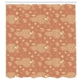 thumbnail image 2 of Ambesonne Asian Shower Curtain, Circular Japanese Waves Art, 69"Wx84"L, Pale Rust and Pastel Yellow, 2 of 4