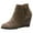 Khaki, variant on Fashion Women Suede Wedges Zipper Short Booties Round Toe Shoes