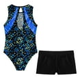 thumbnail image 4 of Alvivi Kids Girls Gymnastics Ballet Dance Leotard with Shorts Set 2 Piece Athletic Tracksuit Biketard Royal Blue&Black 4, 4 of 7