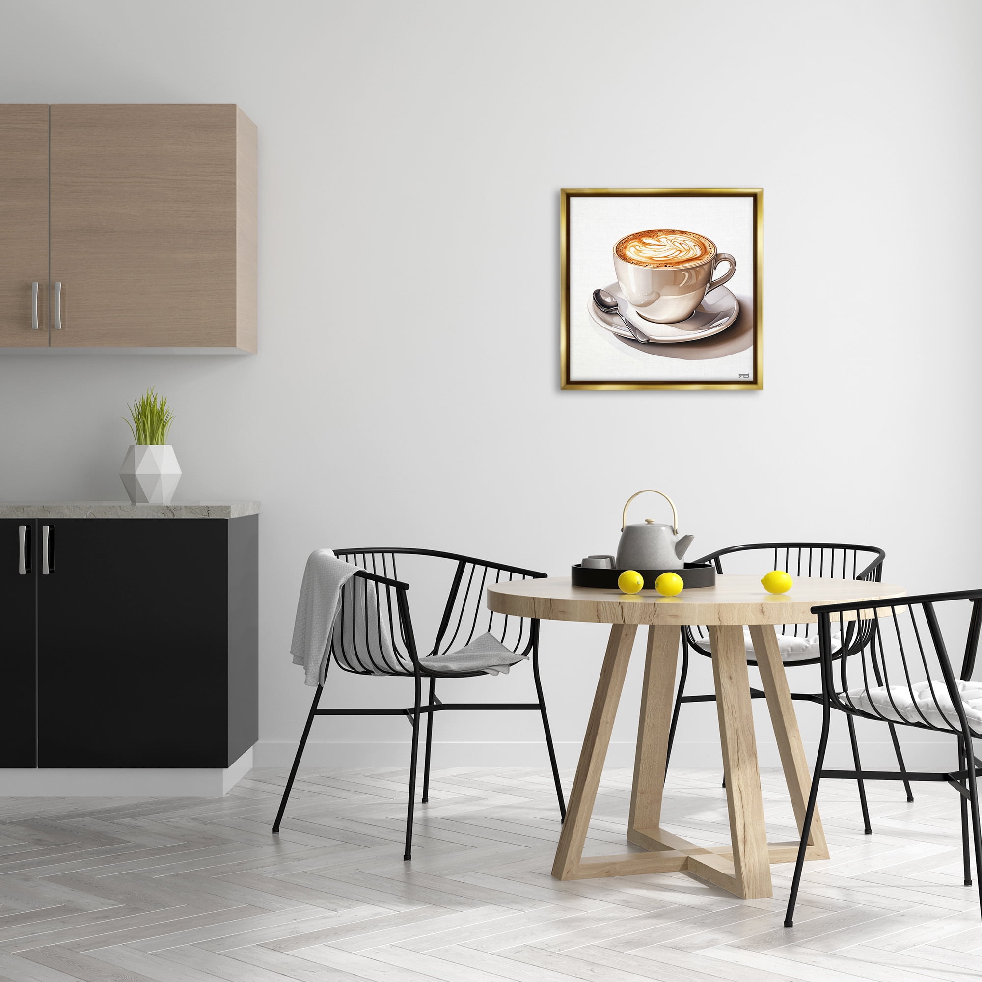 Stupell Industries Chic Modern Cappuccino Food & Beverage Painting Gold Floater Framed Canvas Art Print Wall Art, 25 x 25
