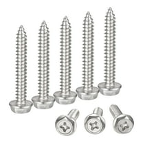 Phillips Hex Washer Self Tapping Screws, M6 x 40mm 304 Stainless Steel Hex Flange Sheet Metal Screw 10pack