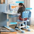 thumbnail image 3 of YNCE Kids Desk and Chair Set, Adjustable Height Children Study Table and Chair Set with Drawer, Cartoon Pattern Study Table for Toddlers, 3 of 10