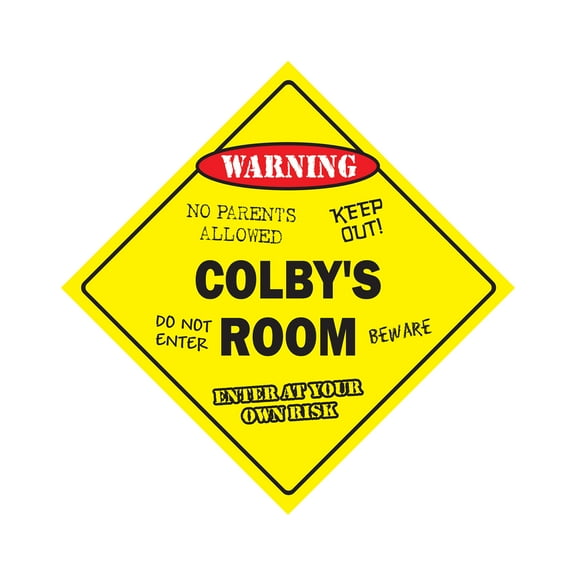 Colby's Room Sign Crossing Zone Xing | Indoor/Outdoor | 12" Tall kids bedroom decor door children's name boy girl