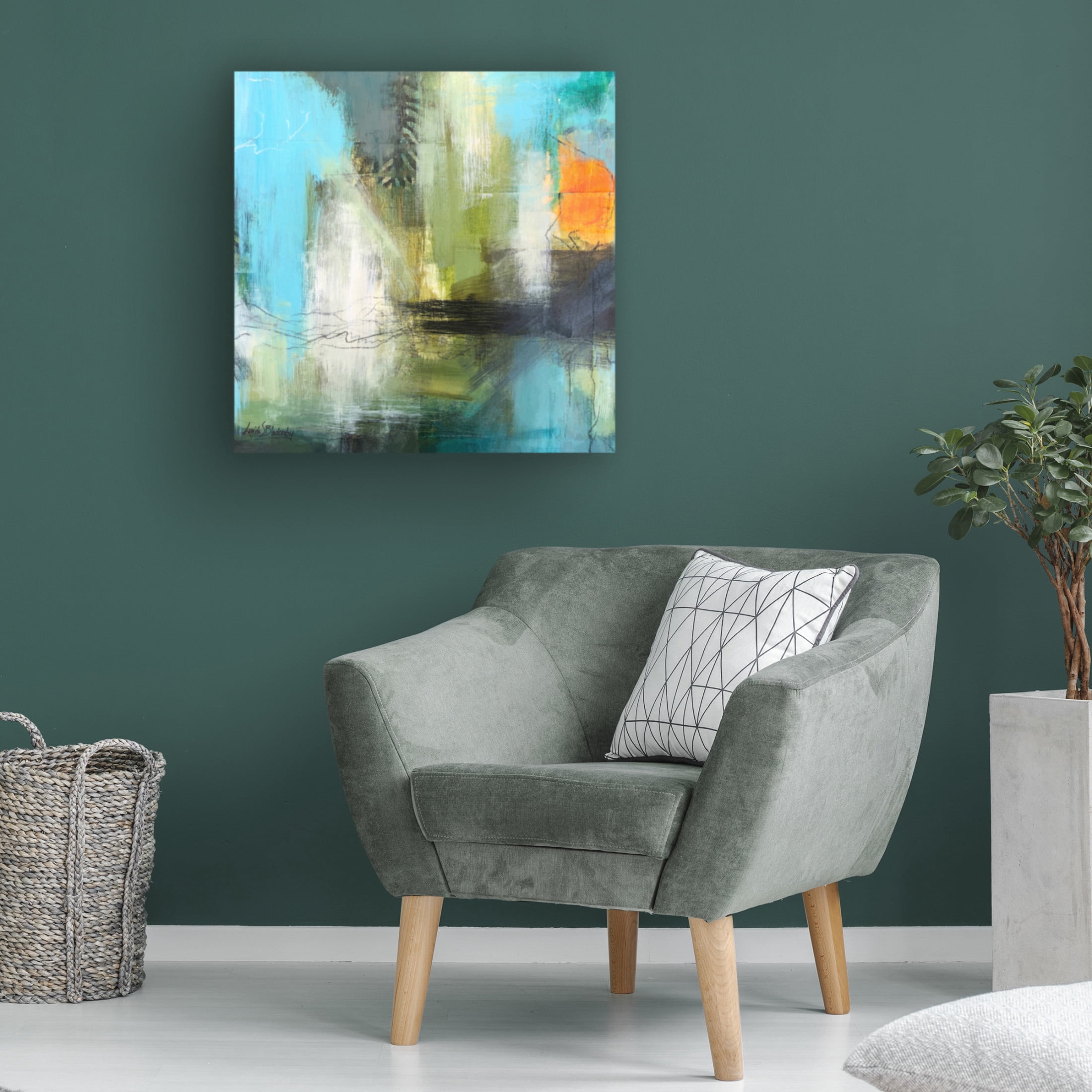 Canvas Wall Art - Linda S. Blackerby 'Aqua Serenity 2' Wall Art for Living Room, Bedroom, or Office Décor by Trademark Fine Art - 14 x 14 Inches