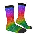 thumbnail image 4 of Yiaed Rainbow Glitter Print Great elasticity Crew Socks Sports socks for Men and Women, 4 of 5