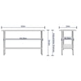 thumbnail image 4 of BizChair Stainless Steel 18 Gauge Work Table with 2 Undershelves - 60"W x 24"D x 34.5"H, NSF, 4 of 8