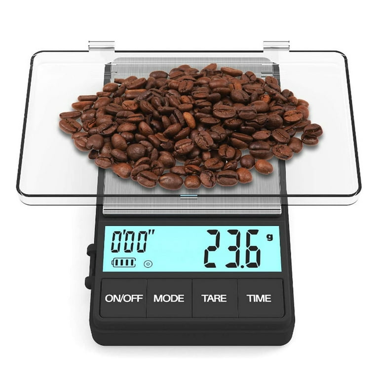 Kitchen Scale 0.1g High Accuracy Coffee Scale with Timer Tare Function  Portable Food Electronic Scale Reusable Battery Powered Pocket Scale with  LED Display for Coffee Baking Cooking 