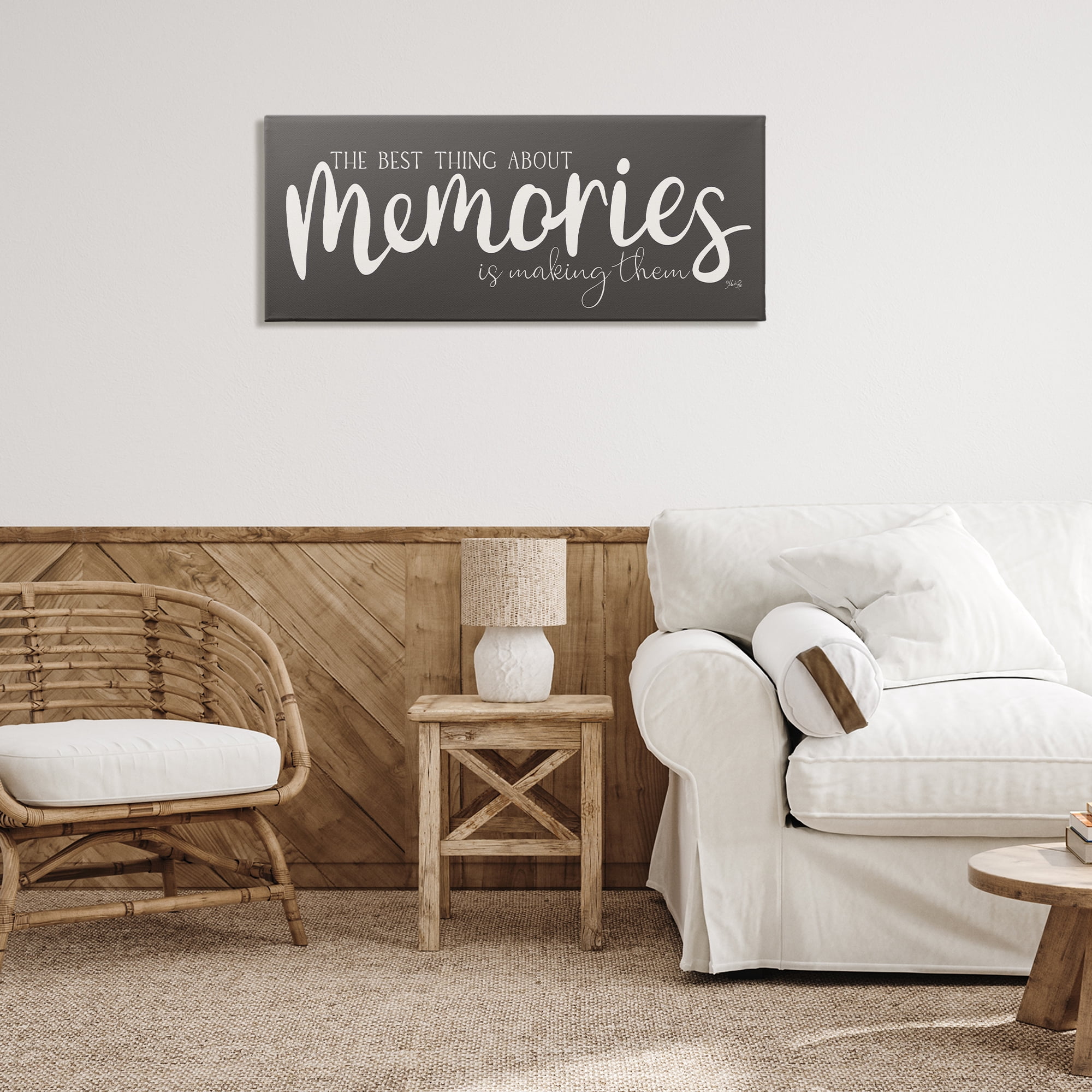 Stupell Industries Making Memories Sentiment Text & Numbers Painting Wrapped Canvas Art Print Wall Art, 40 x 17