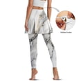 thumbnail image 4 of COEQINE Ruffle Pleated Tennis Skirted Legging with Pockets for Women White Gold Marble Pattern Moisture-Wicking Breathable Yoga Leggings with Skirts Comfy Skort Pants, S, 4 of 7