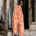 thumbnail image 2 of GILIGEGE Womens Washed Denim Bib Overalls Floral Printed Jumpsuits Classic Overalls Jeans Wide Leg Pants Jean Relaxed Fit Bib Overall Jean Bib 90s Retro Dungaree Regular Fit Bib Jean Jumpsuits Orange, 2 of 3