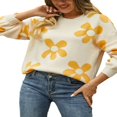 thumbnail image 3 of Ladies‘ Loose Knit Pullovers with Long Sleeves and Drop Shoulders in Floral Design, 3 of 9