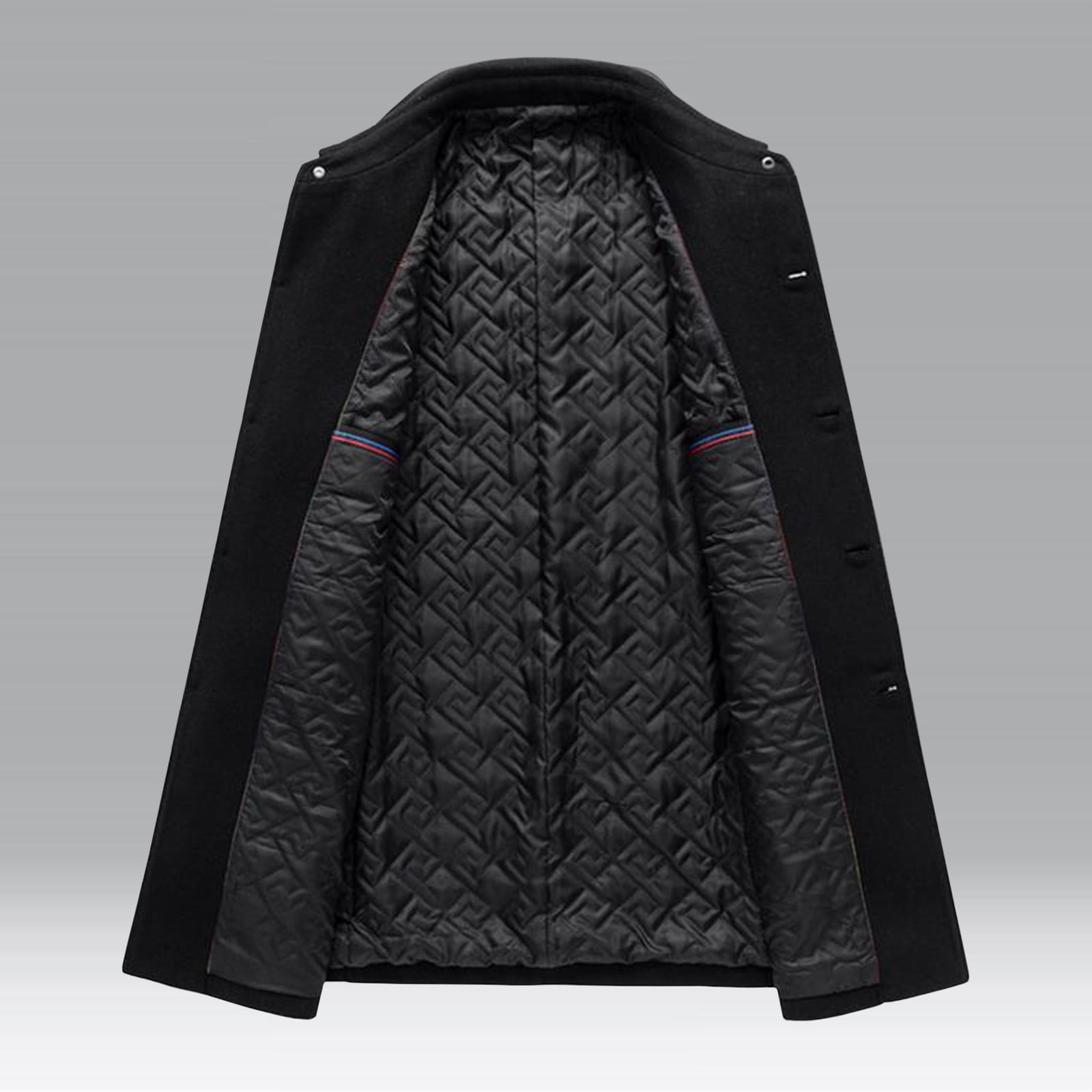 Iugvhana Men's Trench Coat Winter Wool Blend Jacket Single