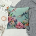thumbnail image 2 of COMIO  Watercolor Flowers Dragonfly Farmhouse Pillow Cover  Decorative Square Throw Pillow Cover  for Sofa Couch Decoration, 2 of 5