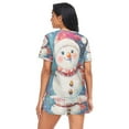 thumbnail image 2 of Women Pajama Sets Short Sleeve Sweatshirts Merry Christmas Snowman Casual Tops and Shorts, 2 of 7