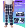 thumbnail image 3 of Pogiun Boys Pajama Pants Soft Micro Fleece Pajama Bottoms for Kids Printed Plaid Design Boy's Sleepwear Navy/White 10-12y, 3 of 6