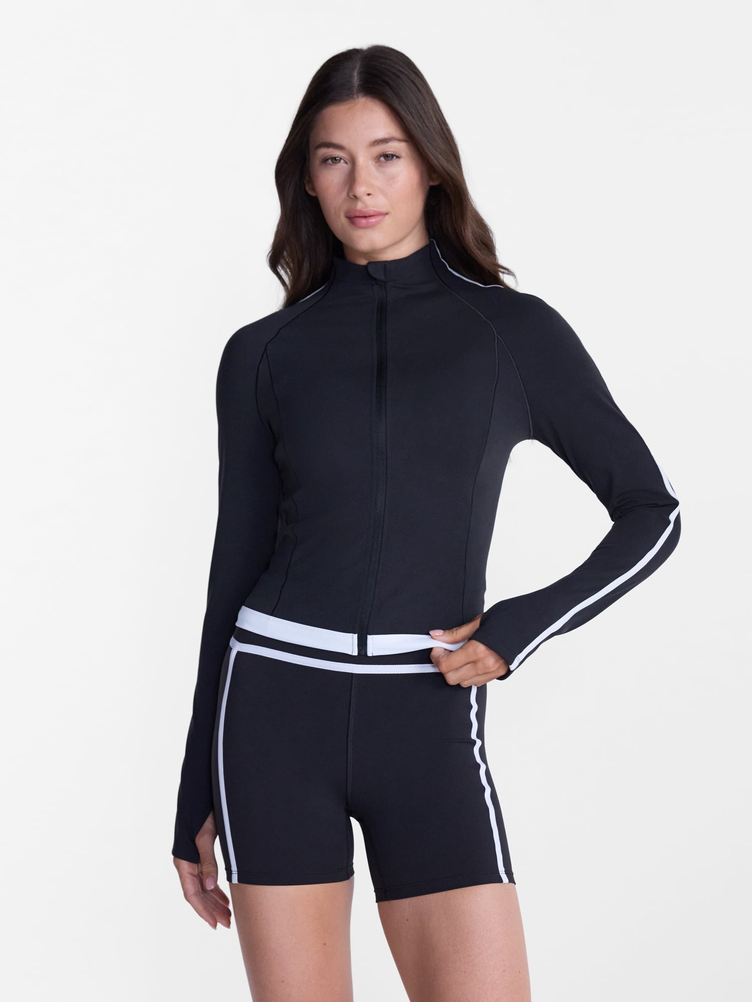 Avia Women's and Women's Plus SoftSculpt Tipped Cropped Active Jacket, Sizes XS-4X