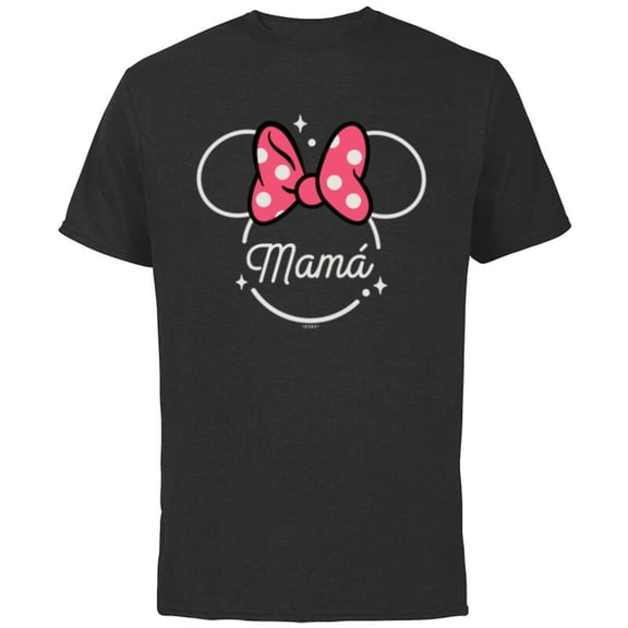Disney Minnie Mouse Mamá Mom Head Icon Magic Día de la Madre - Short Sleeve Cotton T-Shirt for Adults - Customized-Black