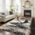 thumbnail image 3 of Forest Deer Large Area Rugs for Bedroom Living Room, Non Slip Carpet Bedside Rug, Rustic Country Wildlife Woodland Black Beige Rectangular Floor Cover Kitchen Accent Rug 8'x10' for Dining Room/Office, 3 of 9