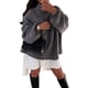 thumbnail image 2 of Suéteres de Cuello Alto de Gran Tamaño para Mujer, Jerseys de Punto Grueso de Larga, Ropa de Moda de Invierno, Otoño Gris L, 2 of 9