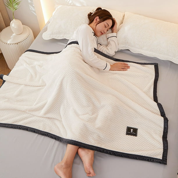 Manta de Microfibra Suave y Esponjosa de 99 X 149 Cm | Manta Ligera y Acogedora de Franela Polar | Manta de Cama Duradera y Cosida para Sofá, Camping, Viajes | Manta para Siesta Lavable a Máquina par