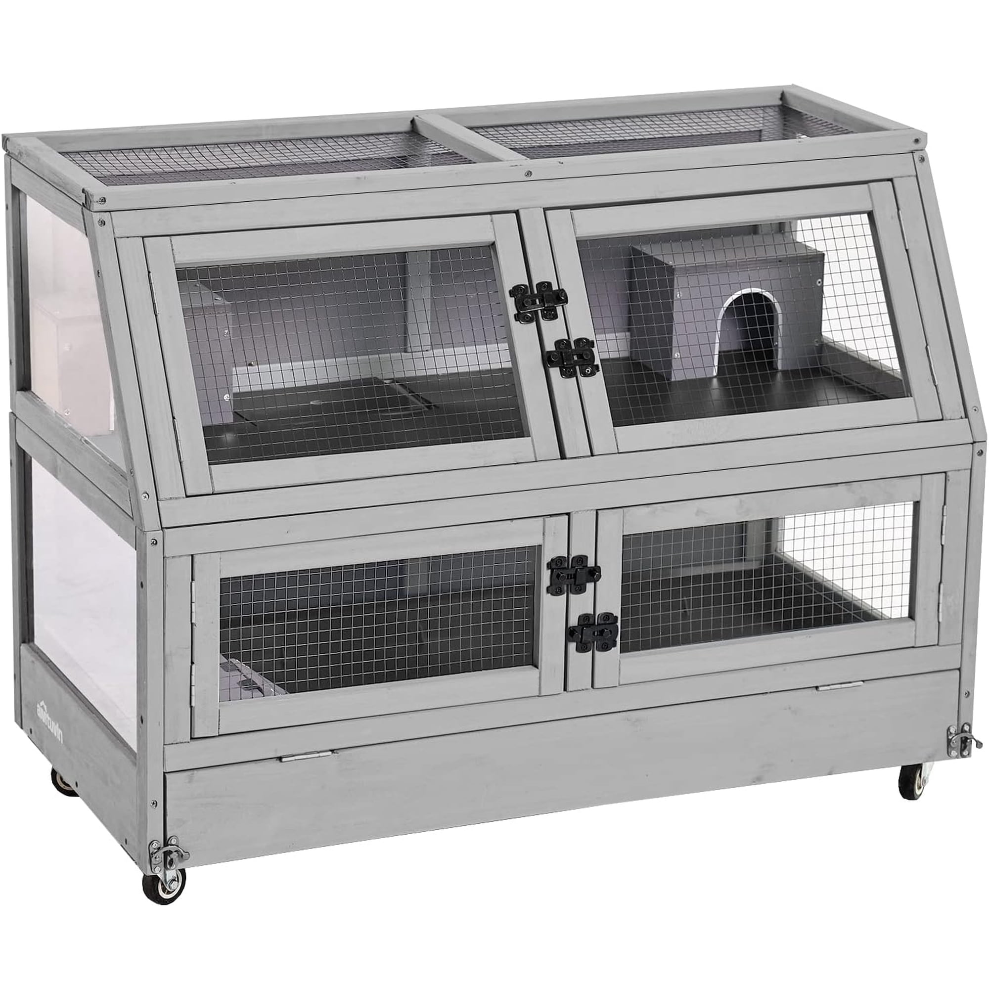 Guinea Pig Cage Chew Proof Hamster Cage Metal Frame Rat House Small Animal Habitat 2 Levels Double Use Movable