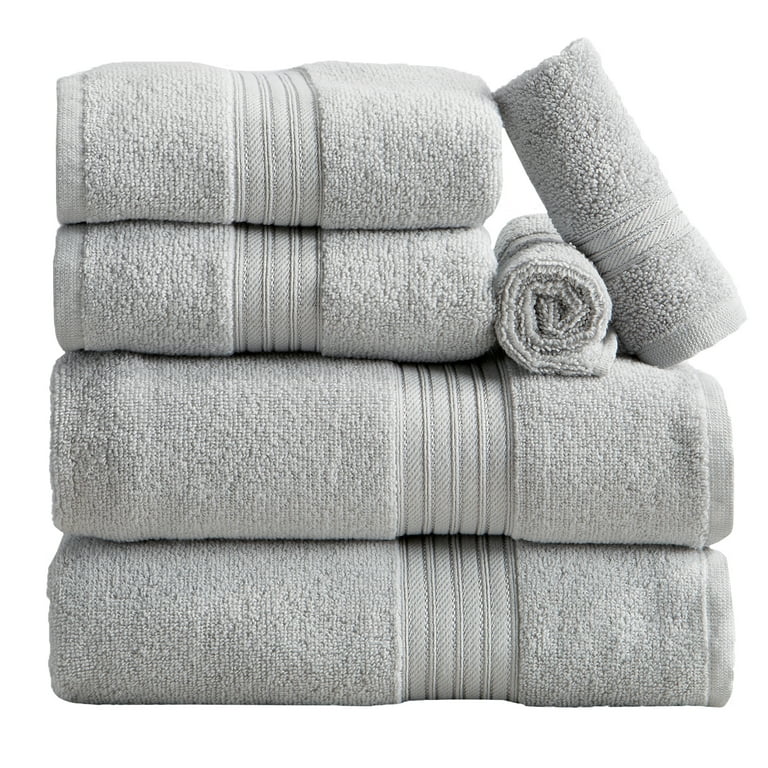 Great Bay Home Cotton Hotel & Spa Quality Quick-Dry Towel Set (6 Piece Set,  Dark Grey)