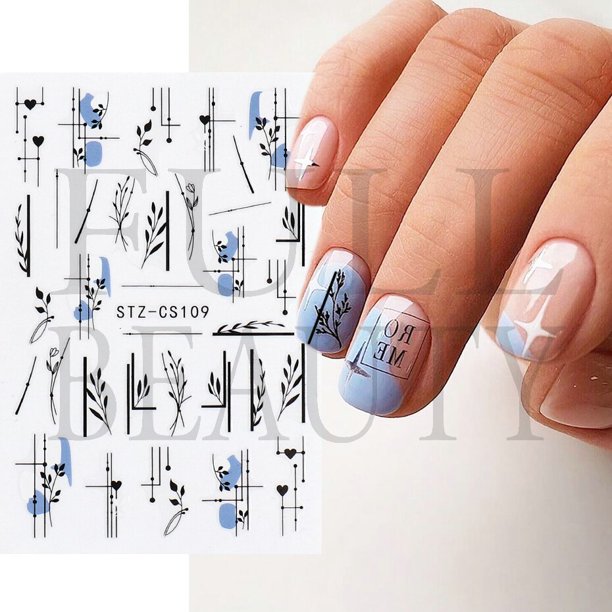 Letras rusas Nail Art Sticker Decal 3D Año Nuevo Slider Nail Design Nail Art Decoración Accesorios Papel de manicura LECA608-653 Tan Jianjun unisex