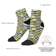 thumbnail image 4 of Uemuo Striped With Palm Tree Branches Printed Crew Socks, Moisture-Wicking Socks, Athletic Socks for Men Breathable Cushion Socks Casual Sport Socks for Running Traveling, 4 of 6