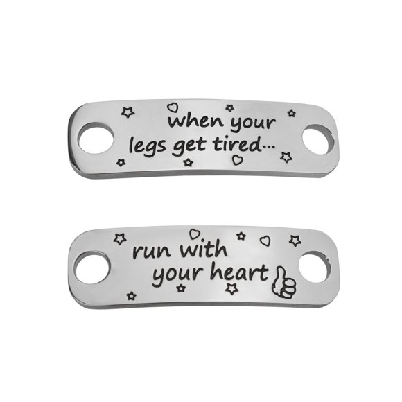 Rantanto Shoe Lace Tag Inspirational Shoelace Charms For Sneakers Graduation Christmas Running Gifts For Women Teenager Girls (WL0305 Run With Your Heart)