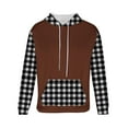 thumbnail image 6 of Momasggi Oversized Hoodies for Men Big and Tall Long Sleeve Drawstring Hooded Sweatshirt Plaid Color Block Pullover Tops Fall Winter Fleece Hoodie with Pockets Brown 4XL, 6 of 6