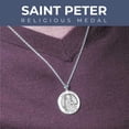 thumbnail image 2 of Picturesongold.Com Saint Peter Religious Medal Necklace Pendants - 3/4 in Size of a Nickel in Solid 14K White Gold, 2 of 6