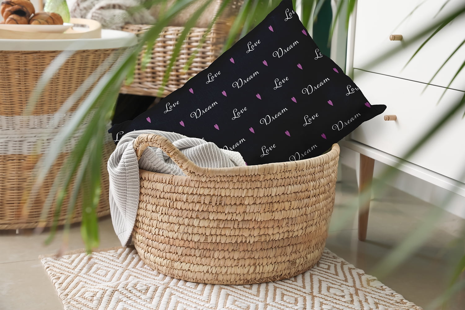 20" x 14" Simply Daisy Love Dream Polyester Indoor/Outdoor Pillow, Black Qty 1
