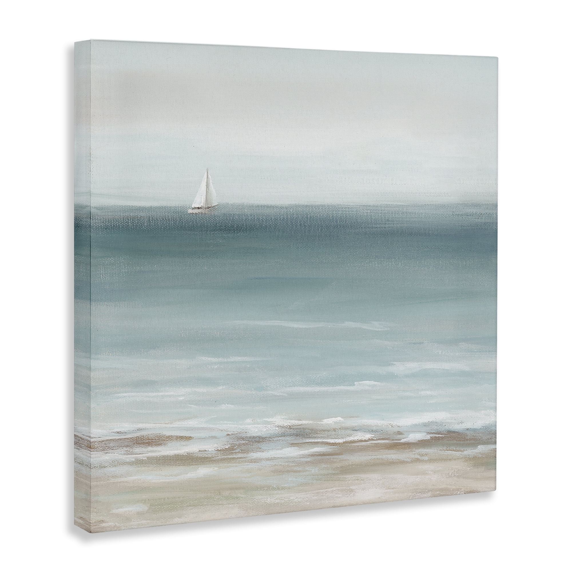 Stupell Industries Faraway Boat on Ocean Nautical & Beach Painting Wrapped Canvas Art Print Wall Art, 30 x 30