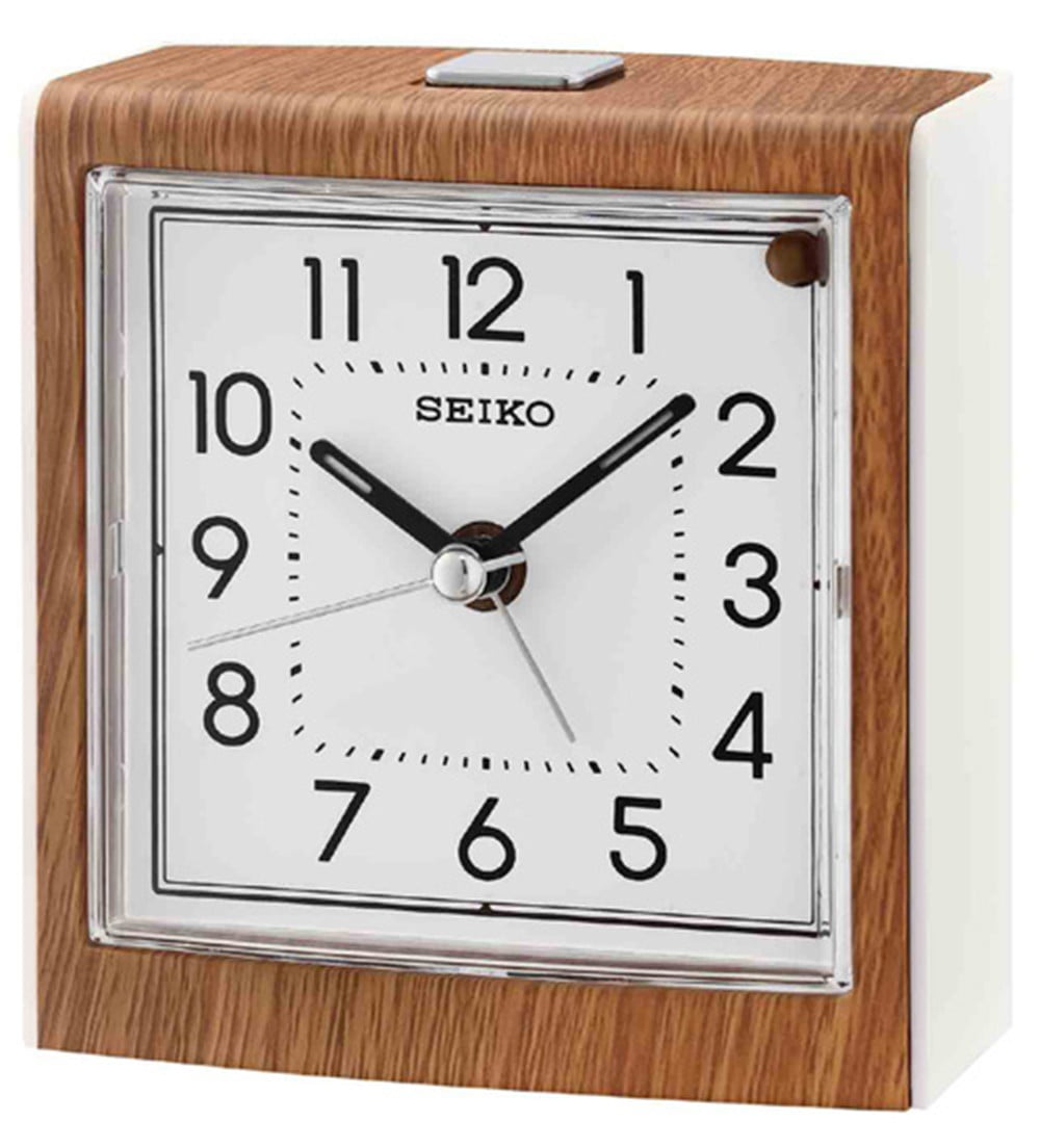 Seiko Bedside Light Brown Color Case Alarm Clock QHE139BLH