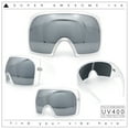 thumbnail image 2 of Super Oversized XXL Goggle Style Wrap Around Sport Plastic Sunglasses Frost - Silver Mirror, 2 of 9