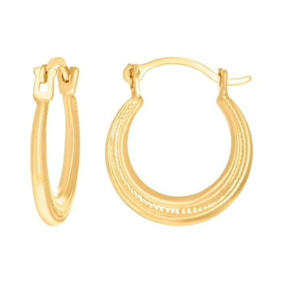 14k Yellow Gold Womens Fashion Hoop Earrings 13.8x12.1mm Wide Hoop Earring for Women - .4 Grams