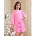 thumbnail image 3 of Lanbubble Girls Dresses Puff Long Sleeve Square Neck Homecoming Dress Cute A-Line Pink Dress For Teens 8-14 Years, 3 of 6